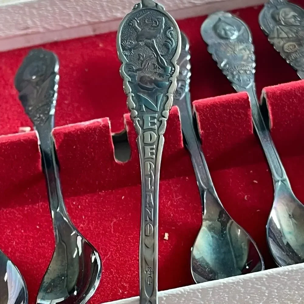 Sola Pleet Spoons Set of 6 in Box Nederland Netherlands Demitasse Unpolished